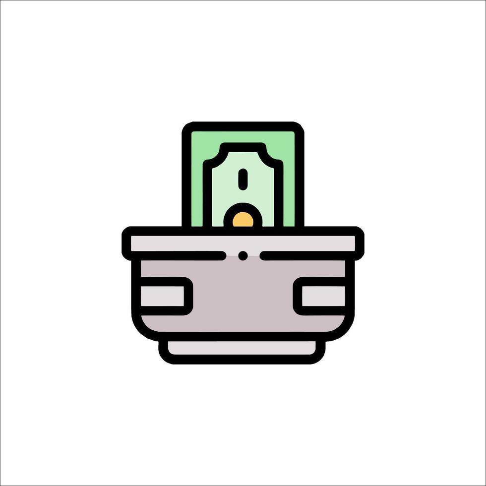 Money in a bucket icon illustration vector