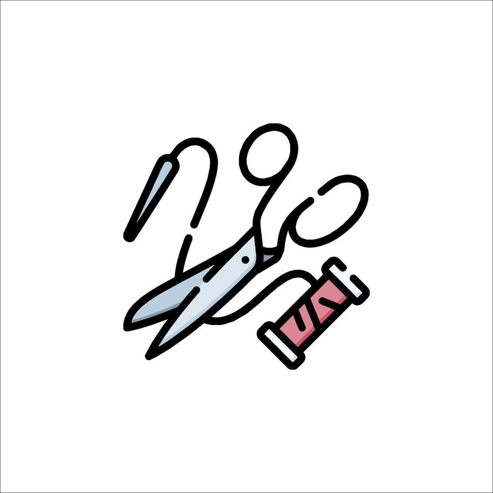 A pair of scissors and thread icon vector