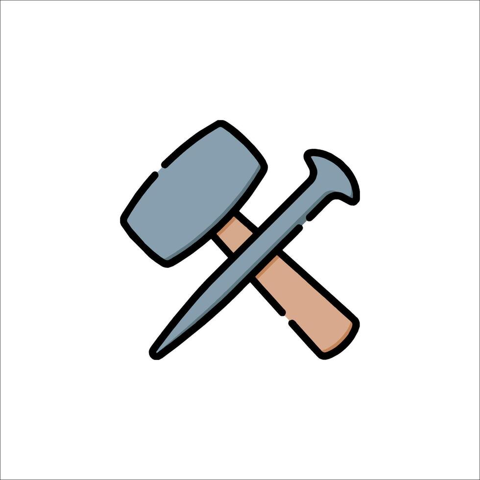 Hammer and nail icon illustration vector