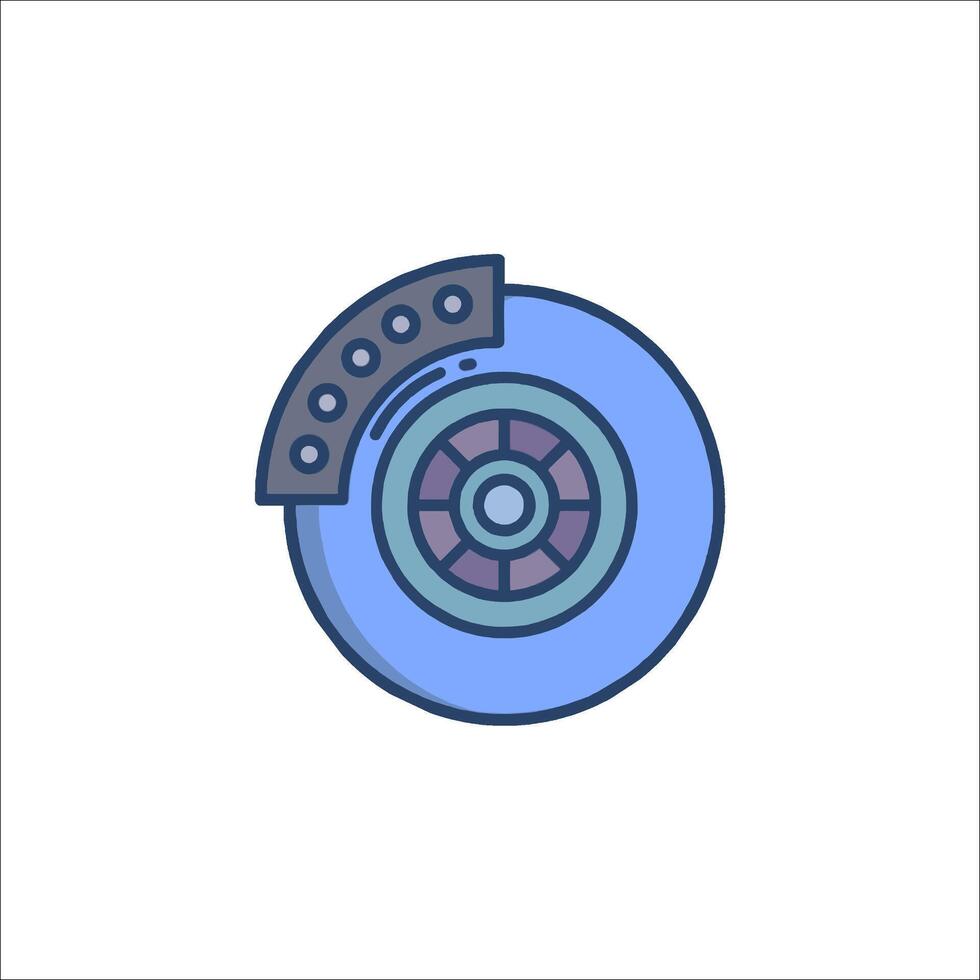 A blue and white icon of a wheel vector
