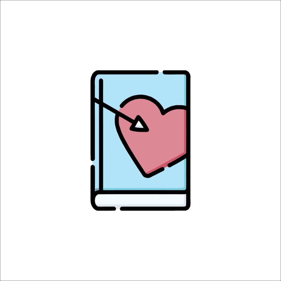 A tablet with a heart and arrow on it vector