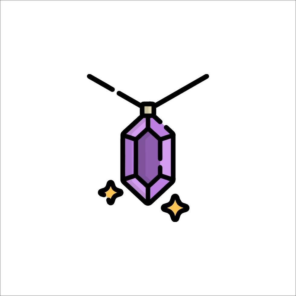 A purple crystal pendant with a star on it vector