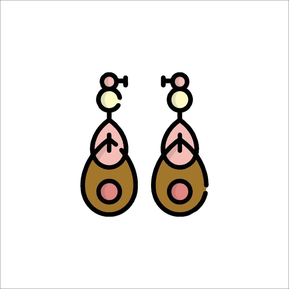 A pair of earrings with a brown and pink design vector