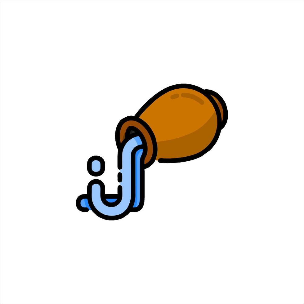 A cartoon water bottle with a hose coming out of it vector