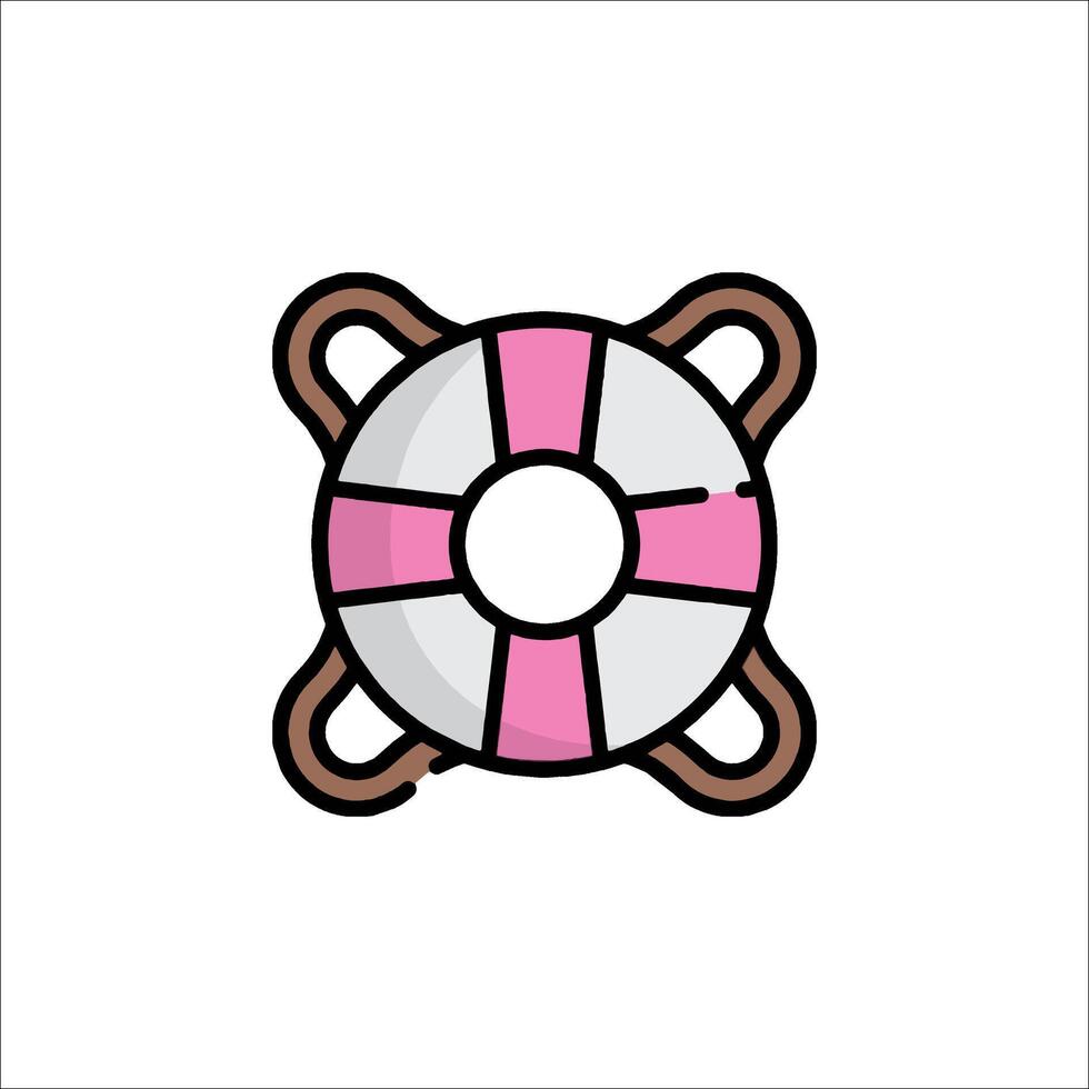 A pink and white life preserver icon vector