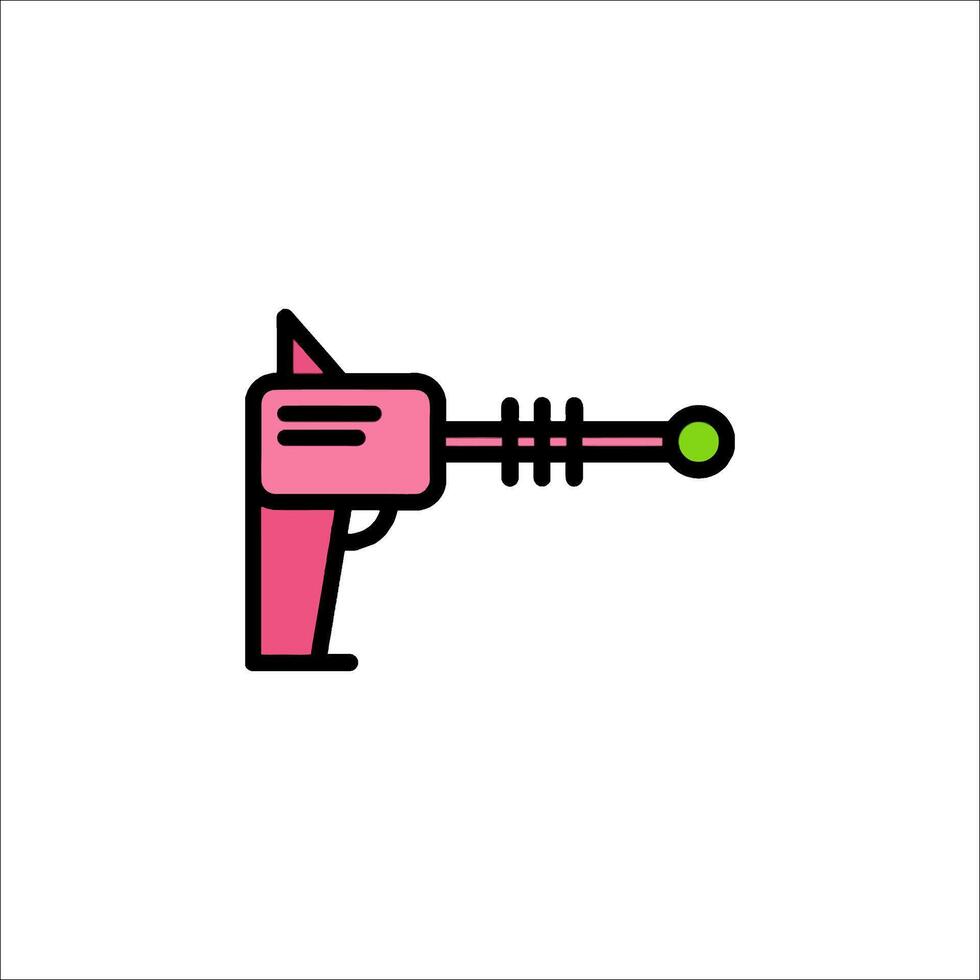 A pink gun icon with a green ball on it vector