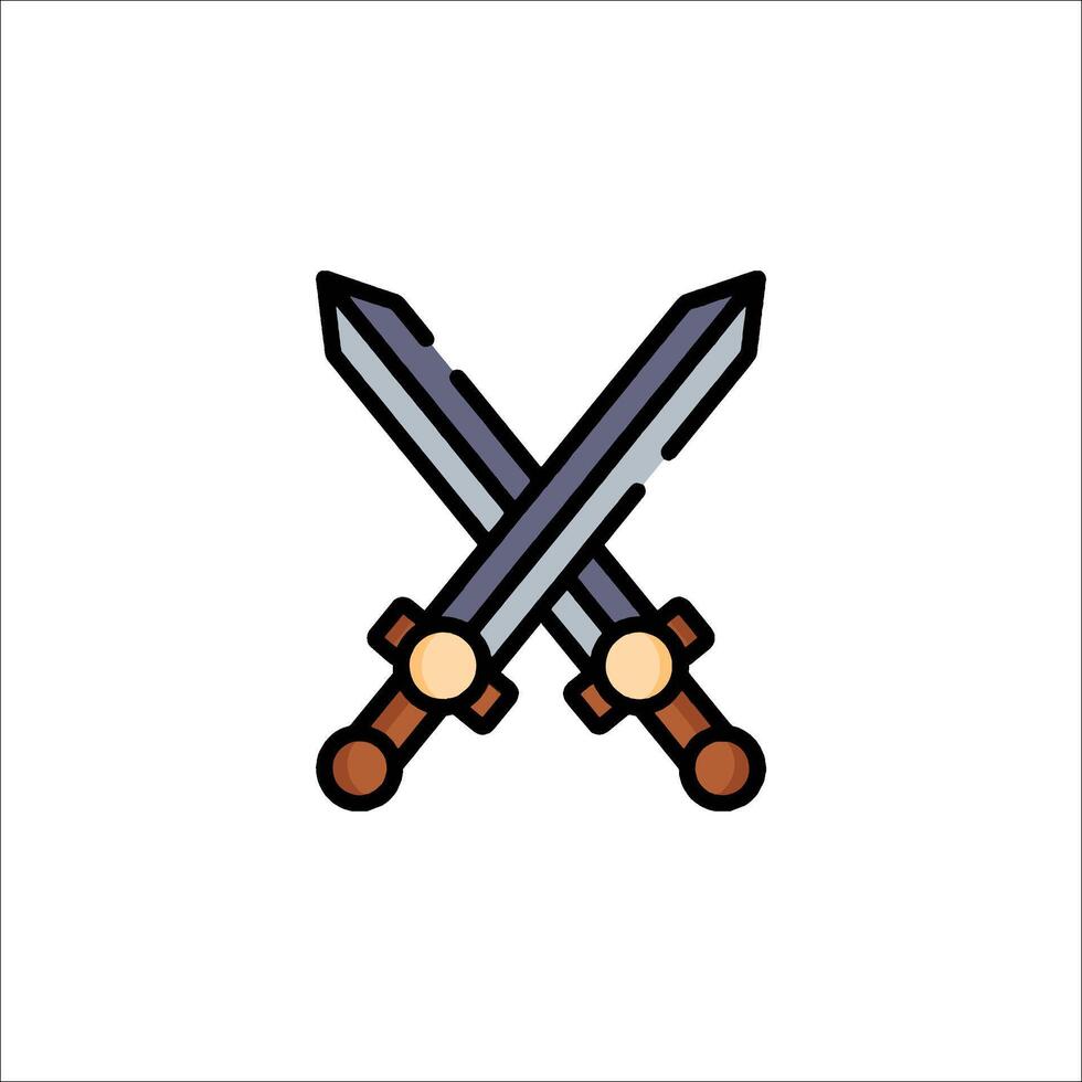 Two crossed swords icon on white background vector