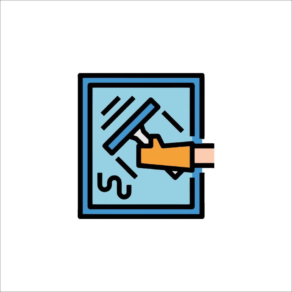 A hand holding a window cleaning tool icon vector