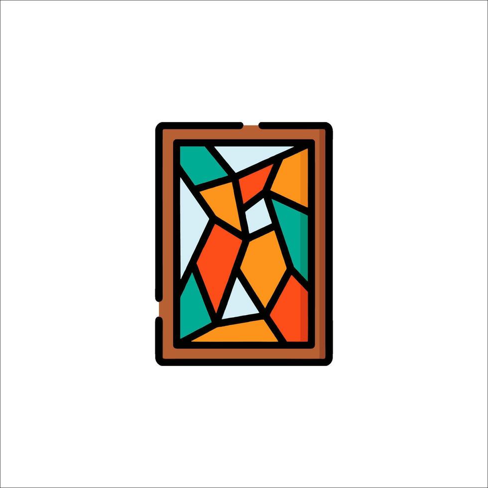 A stained glass window with a colorful design vector