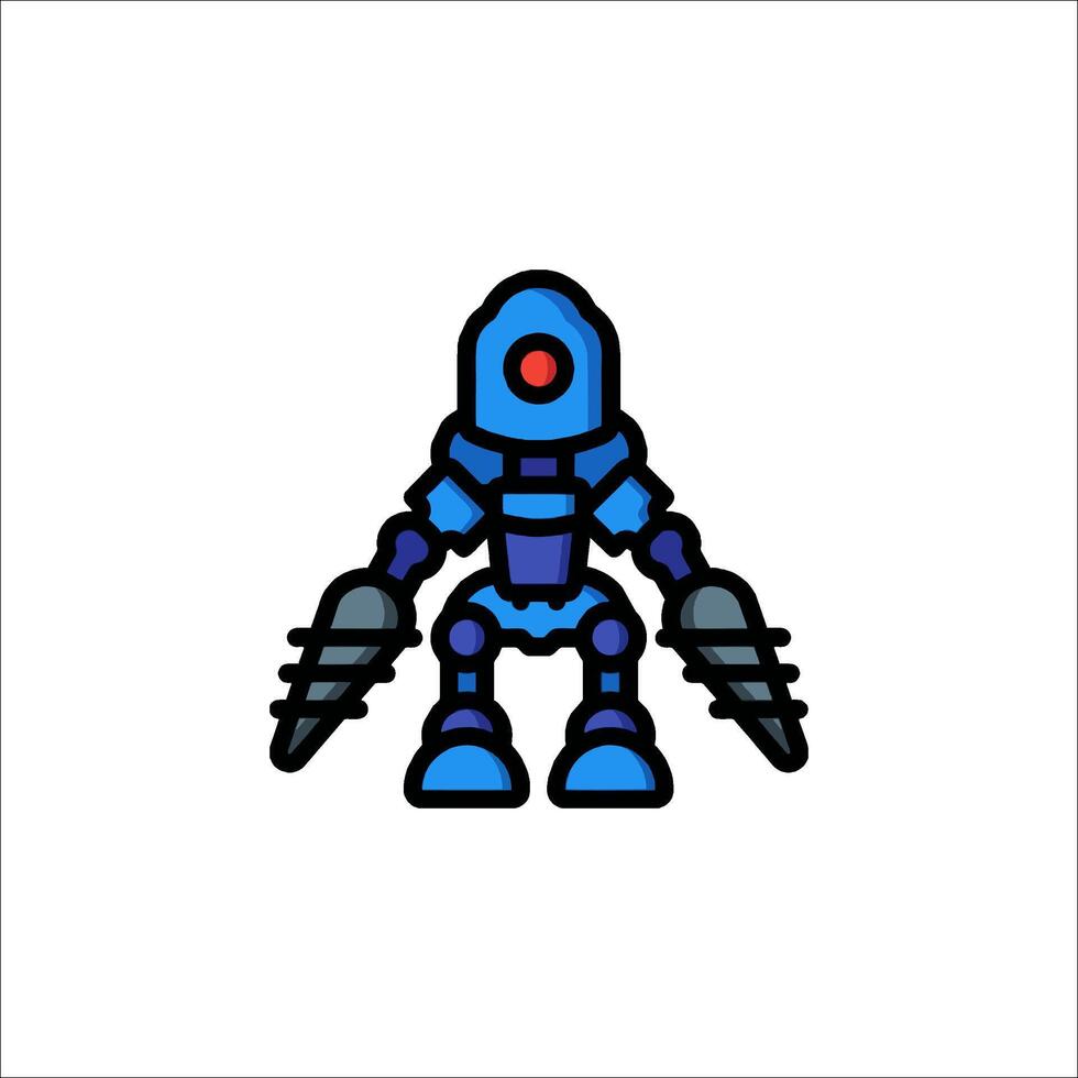 A robot with a gun in its hand vector