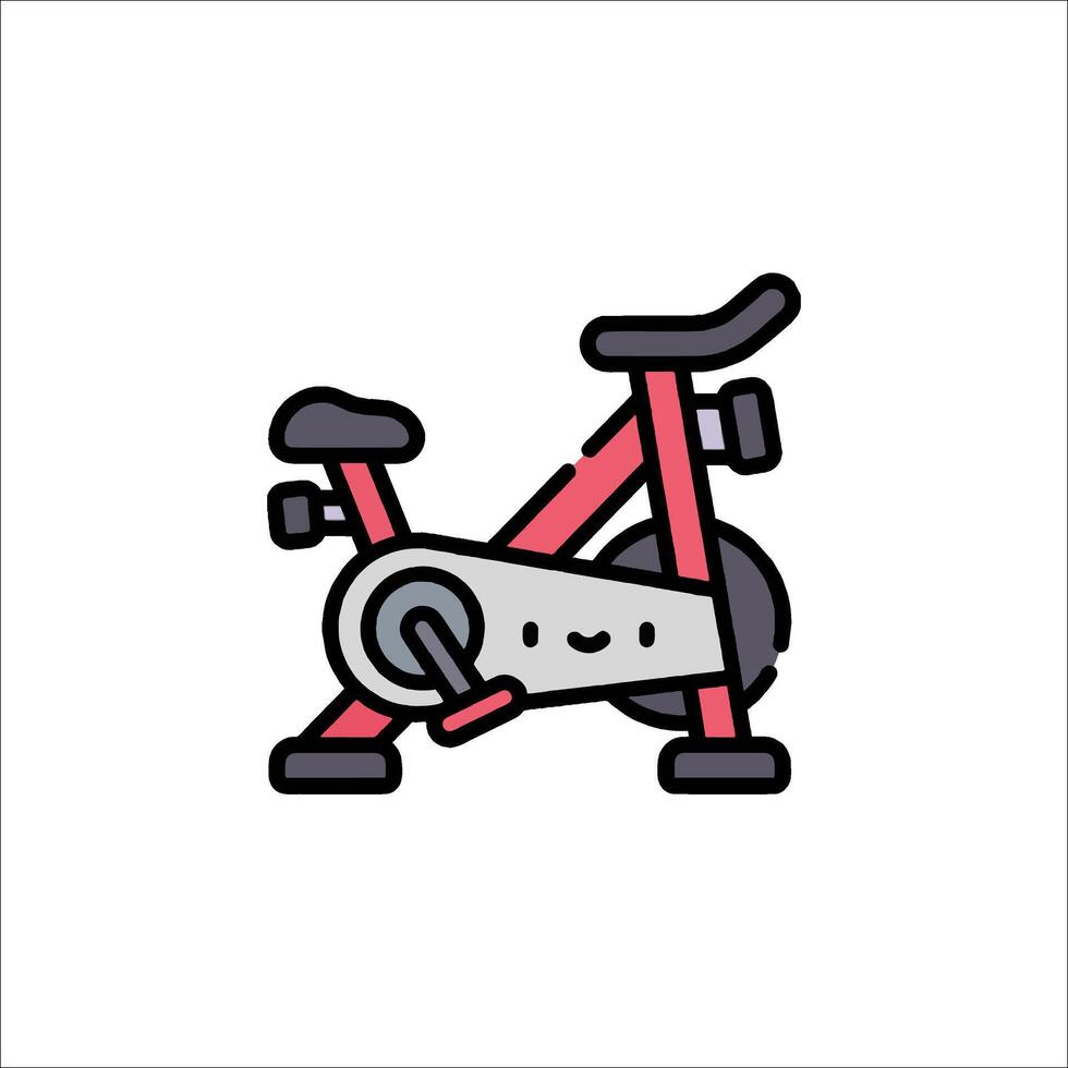 A cartoon exercise bike with a smiley face vector