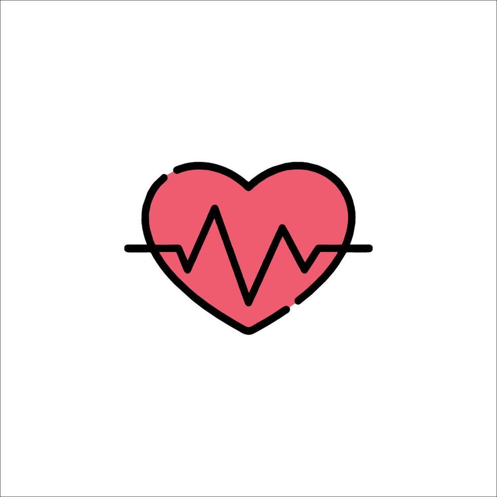 Heartbeat icon with a line drawing of a heartbeat vector