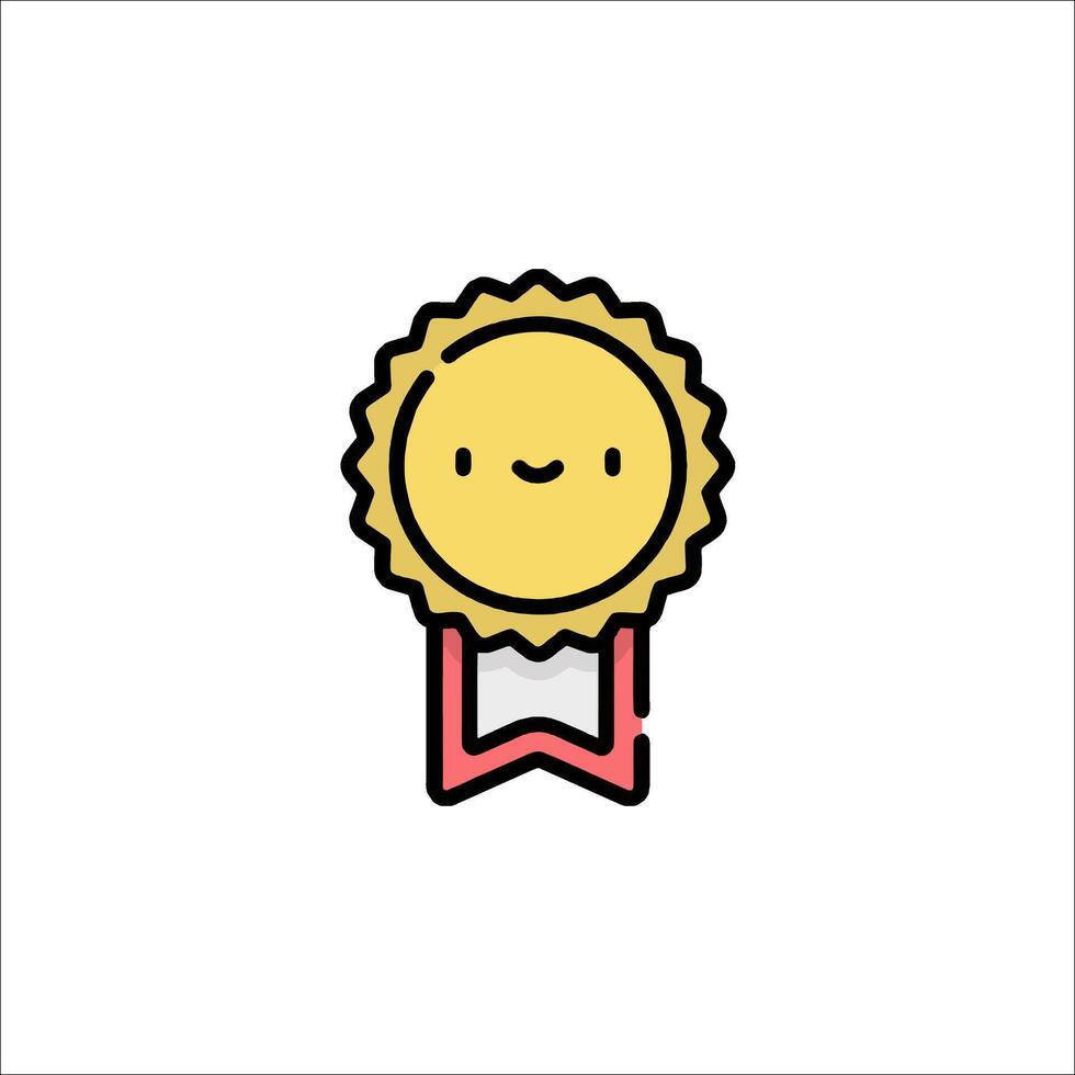 A cartoon award with a smiley face on it vector