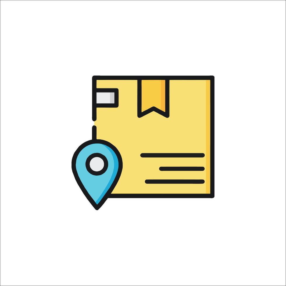 A map pin icon with a piece of paper and a map vector