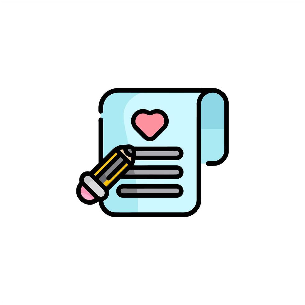 A paper with a pen and a heart icon vector