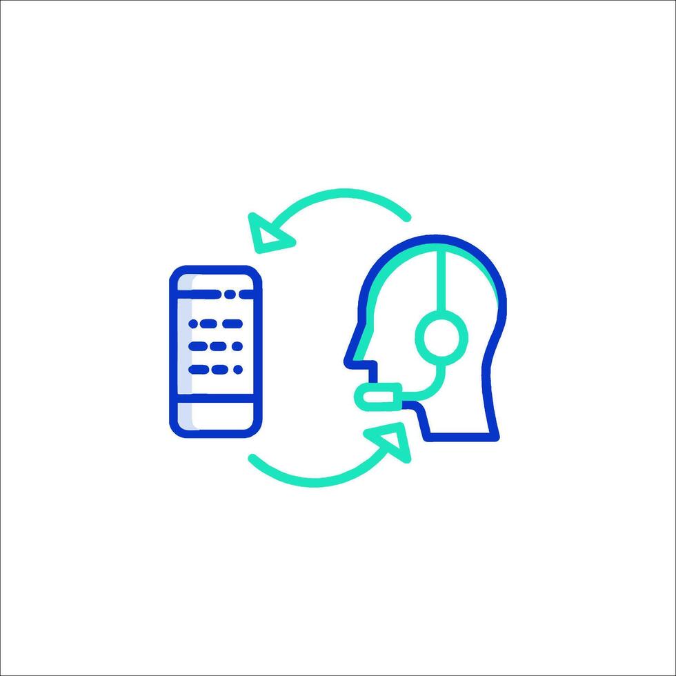 A phone icon with a person's head and a phone vector
