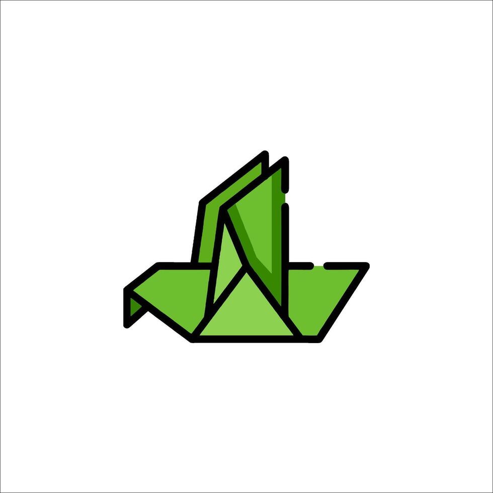 A green origami bird on a white background vector