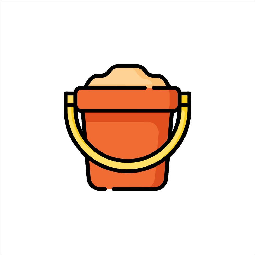 A bucket with sand in it on a white background vector
