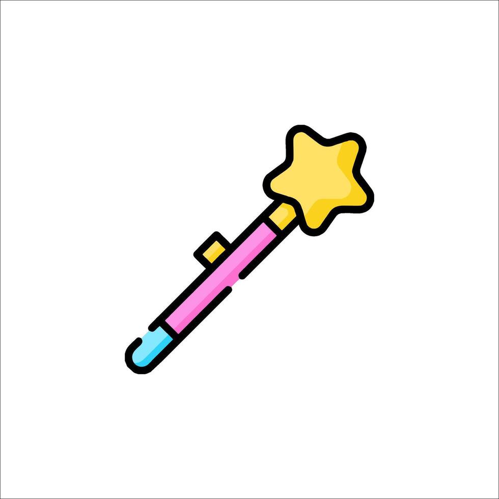 A pink and blue wand with a star on it vector