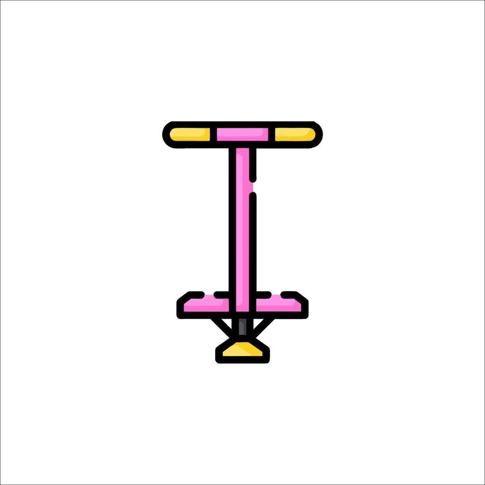 A pink and yellow stool with a handle vector