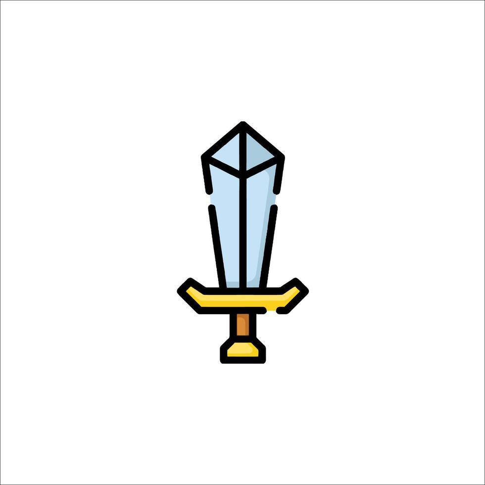 A sword icon with a gold handle and a blue blade vector