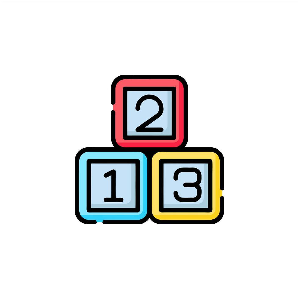 A colorful set of blocks with the number two and three vector