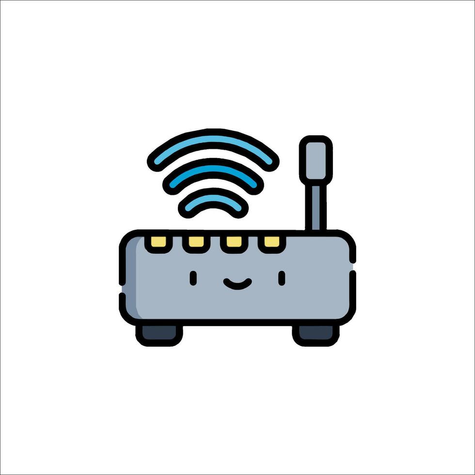 A wifi router icon with a smiley face vector