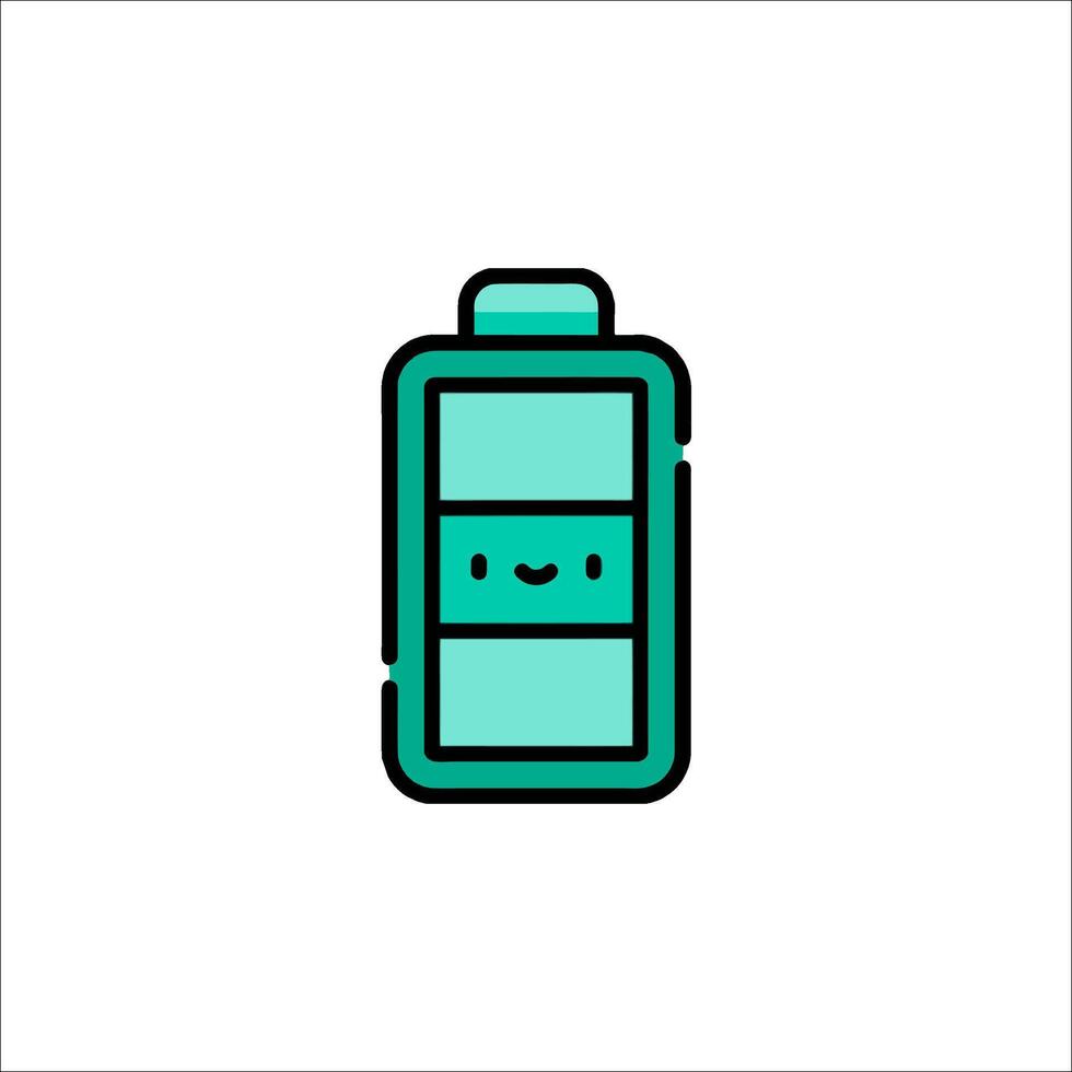 A battery icon with a smiley face vector