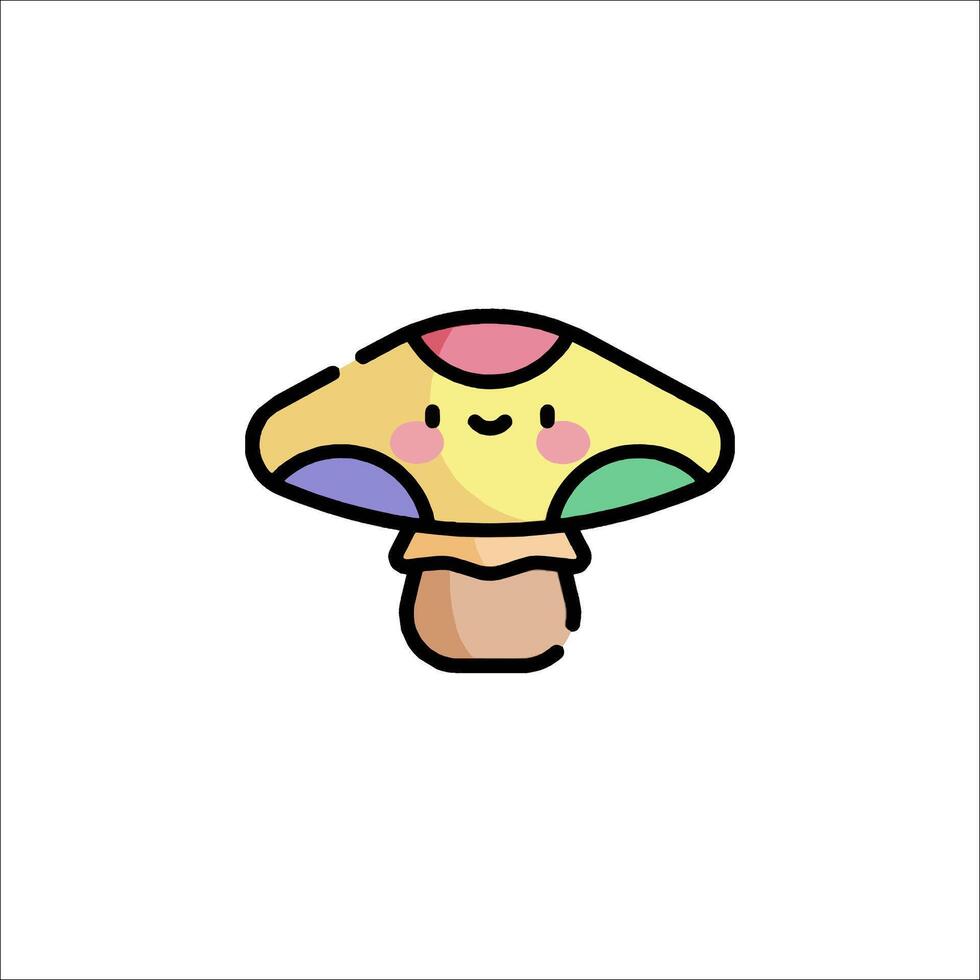 A cartoon mushroom with a smiley face on it vector