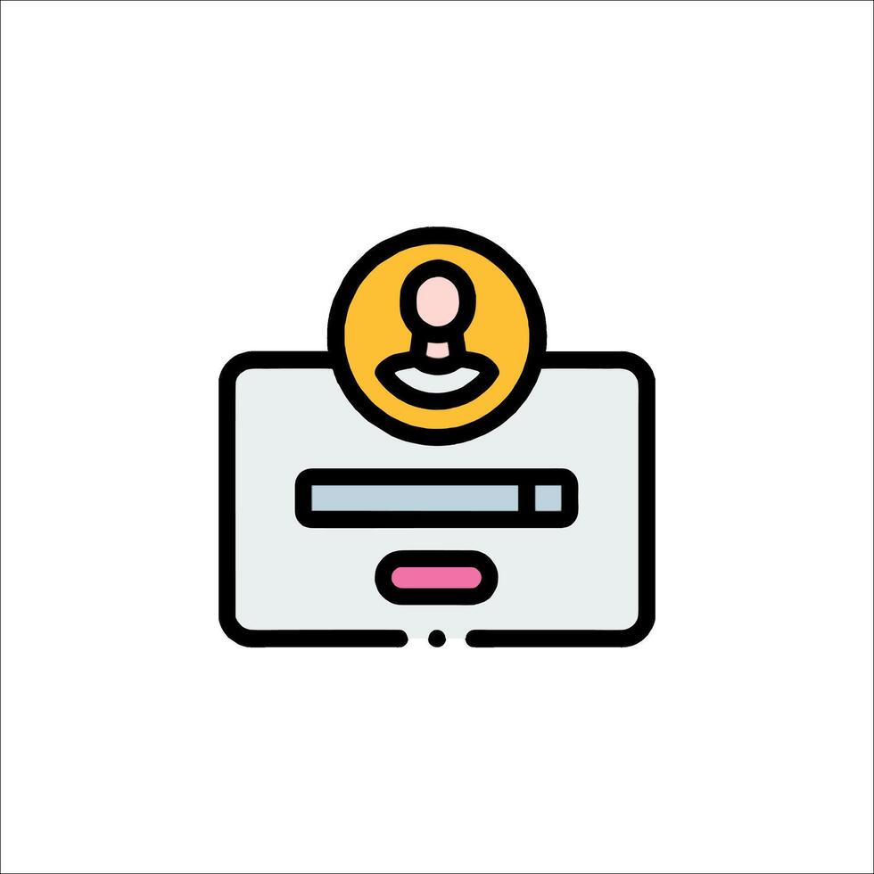 A person is sitting on a computer with a yellow icon vector