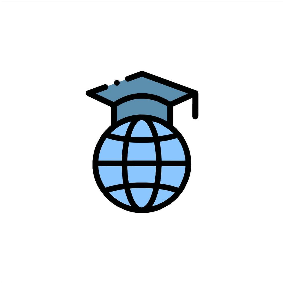 A globe with a graduation cap on it vector