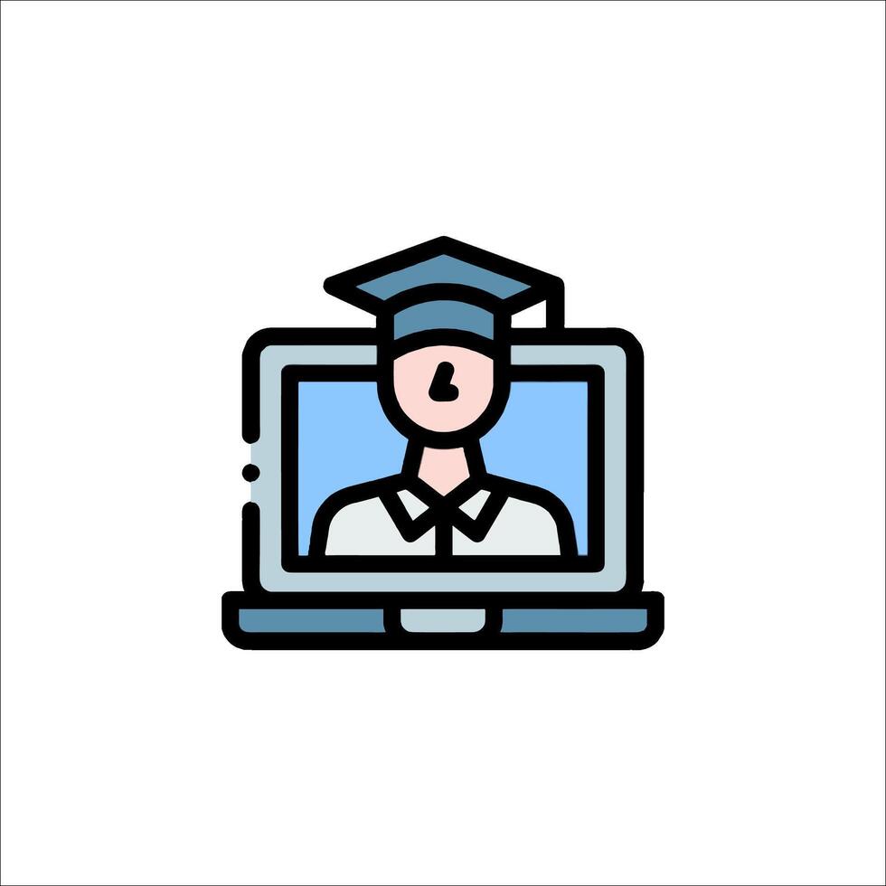 A laptop with a graduation cap on it vector