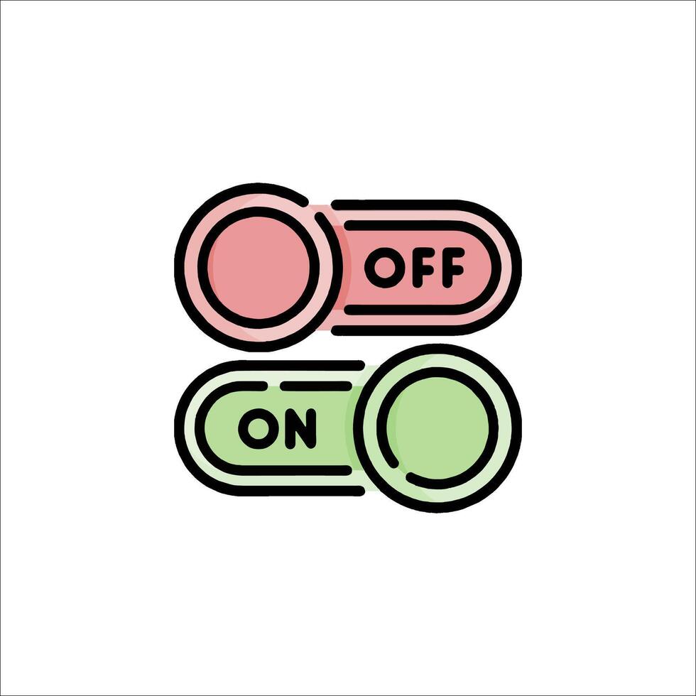 Two buttons with the words on and off on them vector