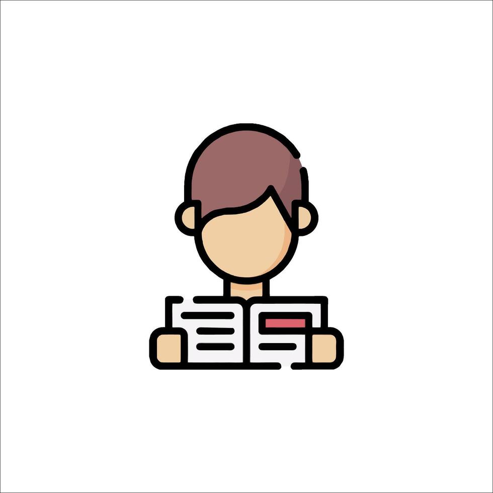 A man reading a book icon vector