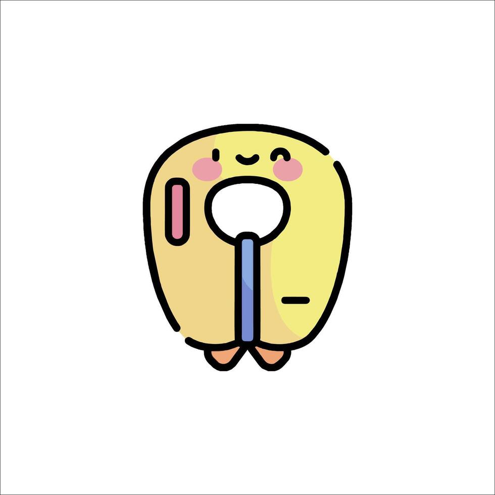 A cute yellow life jacket with a blue strap vector
