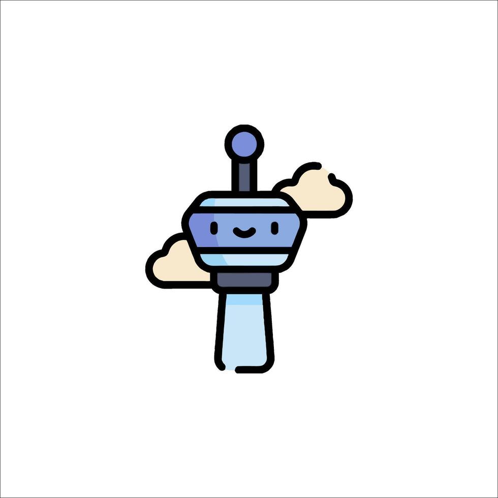 A cartoon tower with a blue sky and clouds vector
