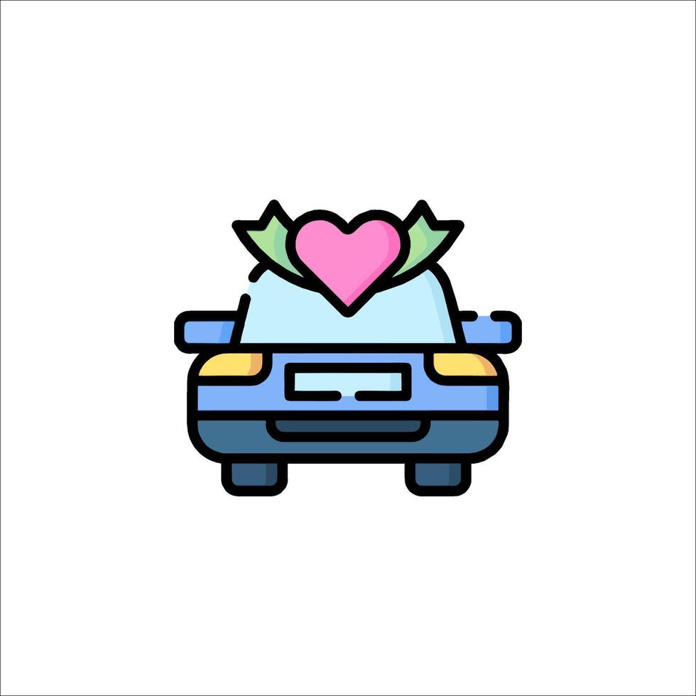 A car with a heart on top of it vector