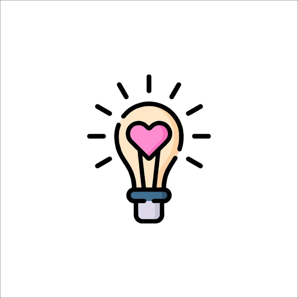 Light bulb with heart icon vector