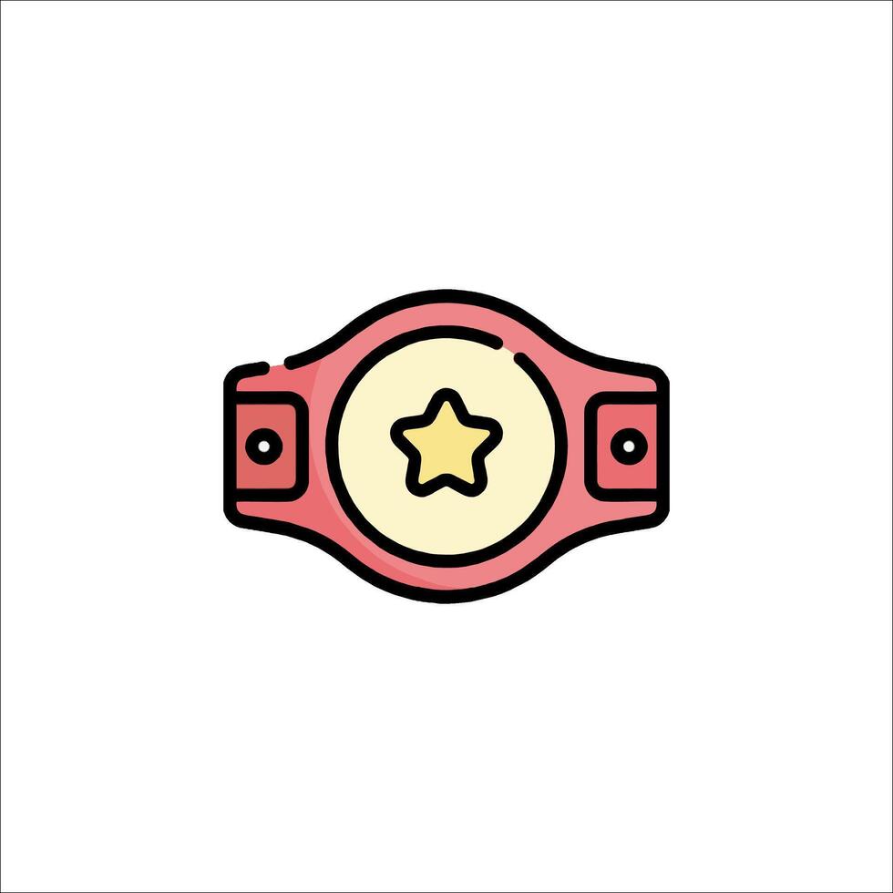 A red and yellow wrestling belt icon vector