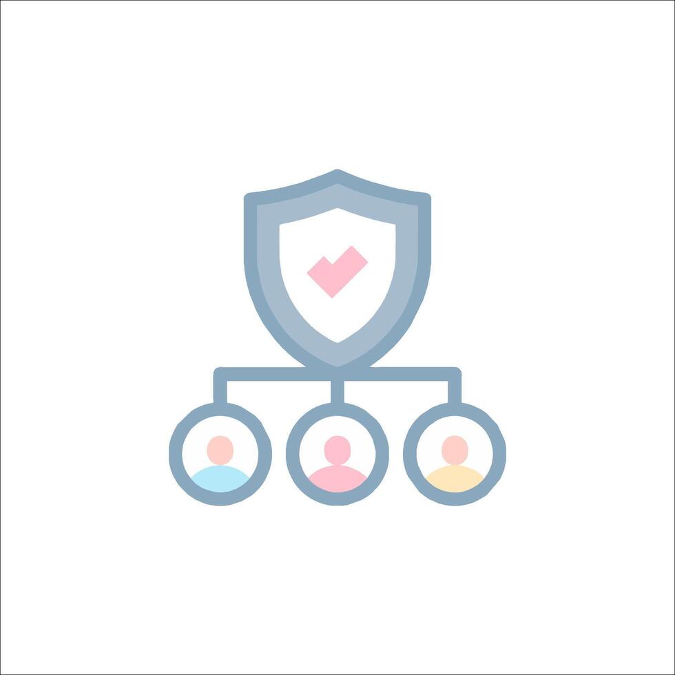A shield with people on it and a check mark vector