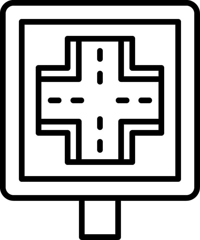 Cross Road Line Icon vector
