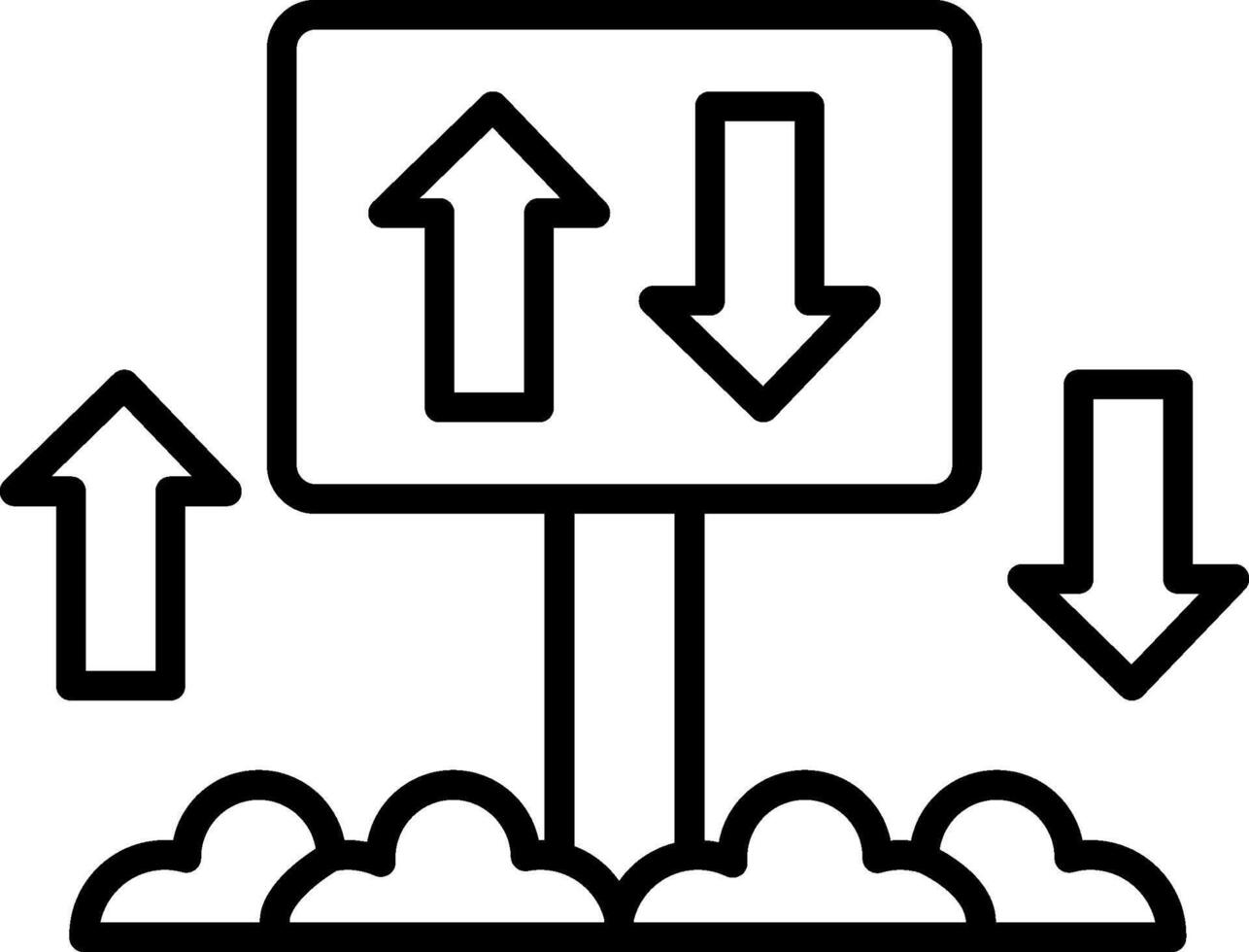 Two Ways Line Icon vector