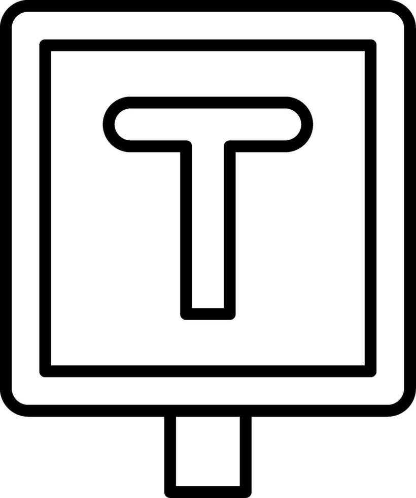 T Junction Line Icon vector