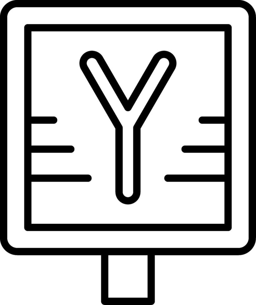 Y Intersection Line Icon vector