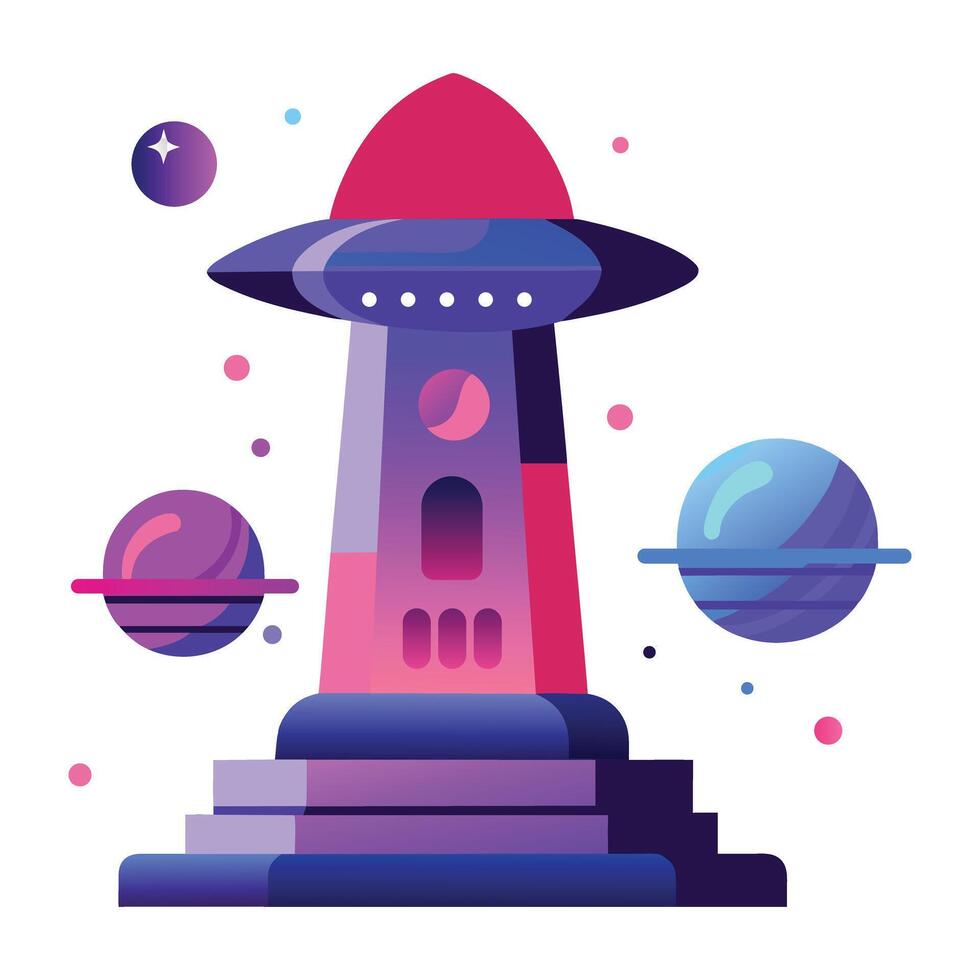 A flat style icon of ufo tower vector
