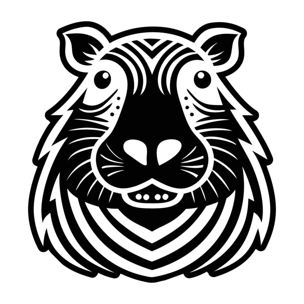 A black and white hippo head with a striped pattern vector