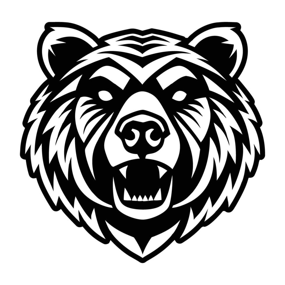 A black and white bear head logo vector