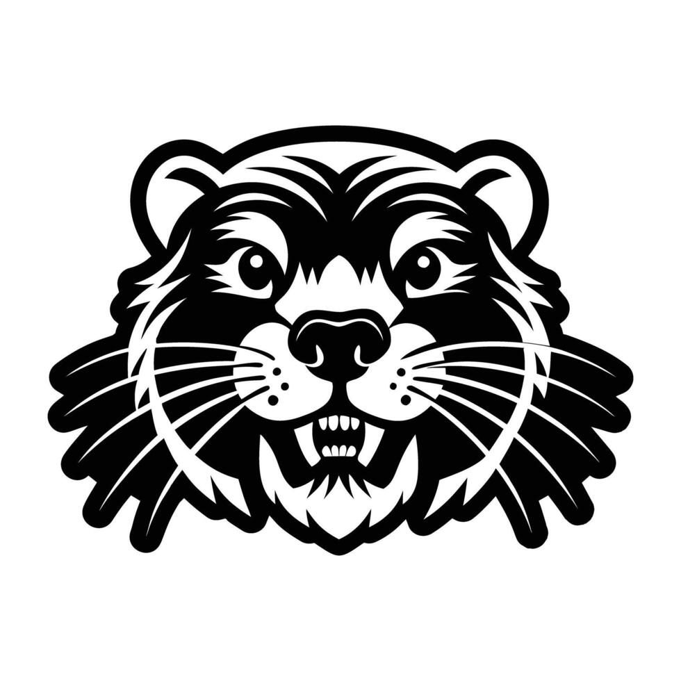 A black and white image of a beaver head vector