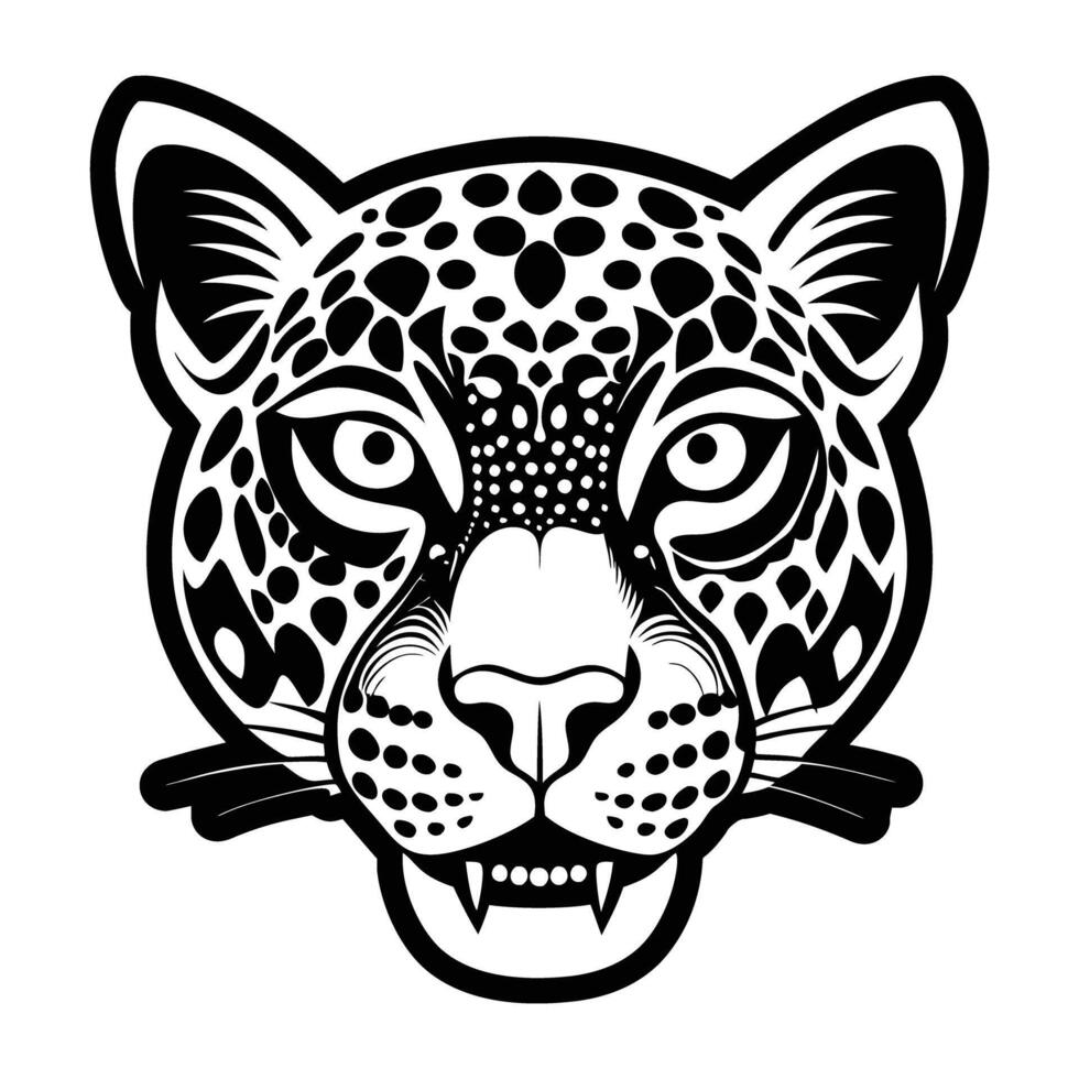 The jaguar head is shown in a black and white drawing vector