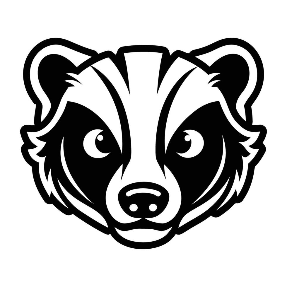 Badger head logo, black and white vector